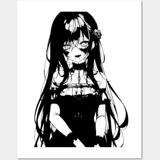 Zombie Goth Girl Black and White Posters and Art